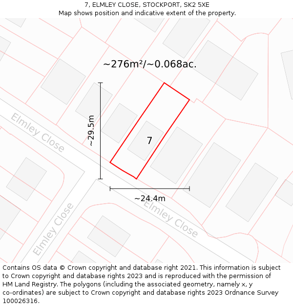 7, ELMLEY CLOSE, STOCKPORT, SK2 5XE: Plot and title map