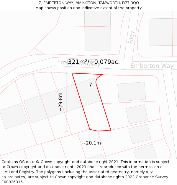 7, EMBERTON WAY, AMINGTON, TAMWORTH, B77 3QQ: Plot and title map