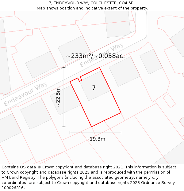 7, ENDEAVOUR WAY, COLCHESTER, CO4 5PL: Plot and title map