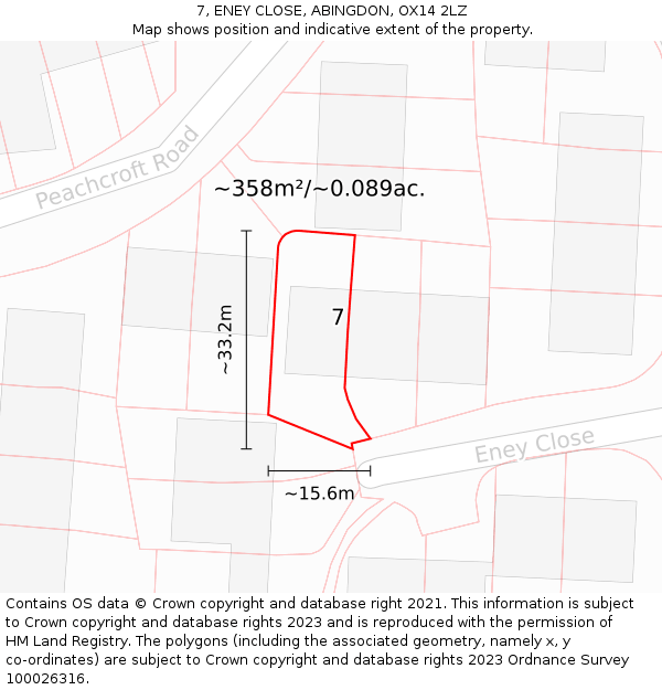 7, ENEY CLOSE, ABINGDON, OX14 2LZ: Plot and title map