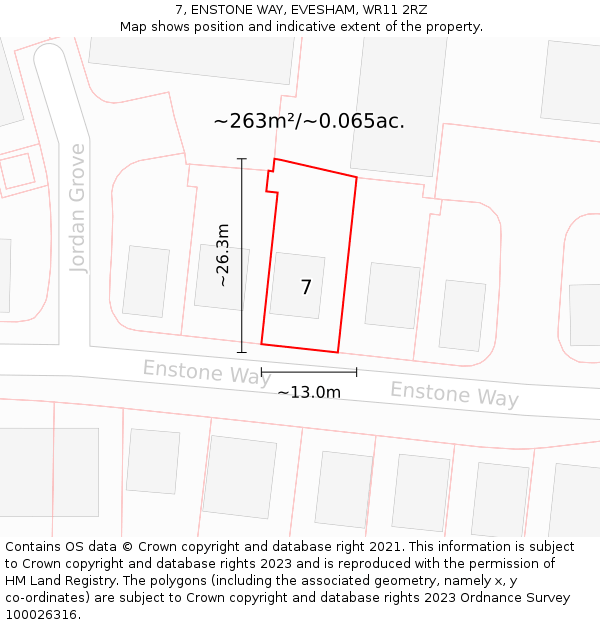 7, ENSTONE WAY, EVESHAM, WR11 2RZ: Plot and title map