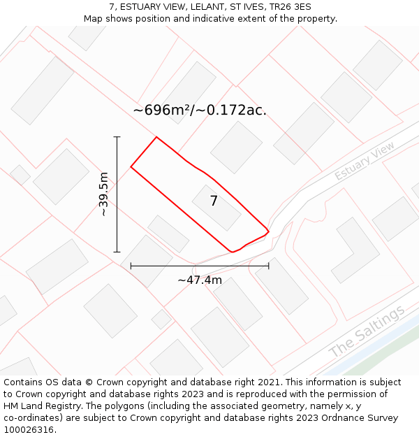 7, ESTUARY VIEW, LELANT, ST IVES, TR26 3ES: Plot and title map