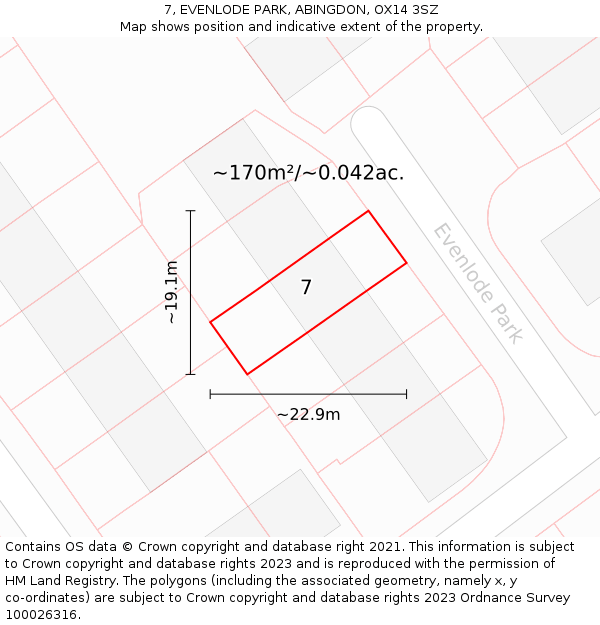 7, EVENLODE PARK, ABINGDON, OX14 3SZ: Plot and title map