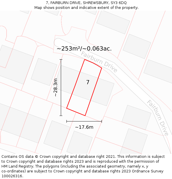 7, FAIRBURN DRIVE, SHREWSBURY, SY3 6DQ: Plot and title map