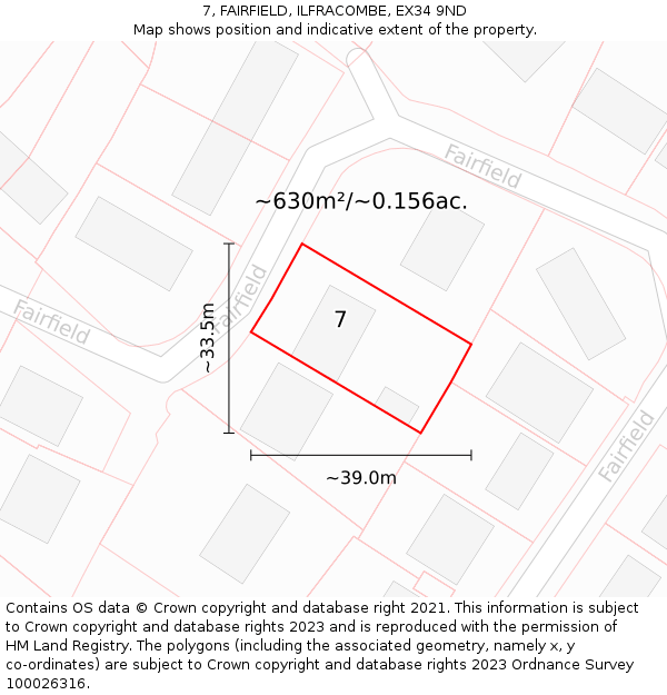 7, FAIRFIELD, ILFRACOMBE, EX34 9ND: Plot and title map