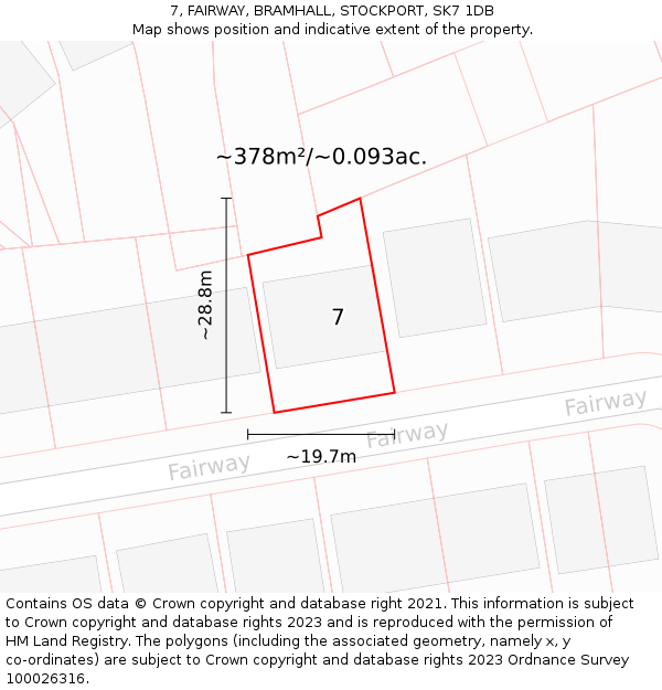 7, FAIRWAY, BRAMHALL, STOCKPORT, SK7 1DB: Plot and title map