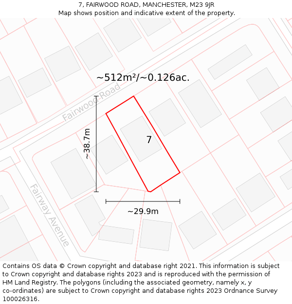 7, FAIRWOOD ROAD, MANCHESTER, M23 9JR: Plot and title map