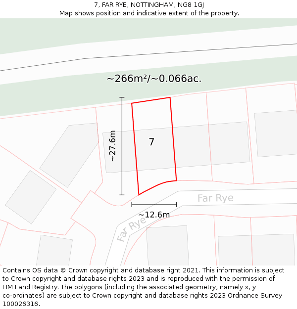 7, FAR RYE, NOTTINGHAM, NG8 1GJ: Plot and title map