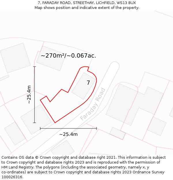 7, FARADAY ROAD, STREETHAY, LICHFIELD, WS13 8UX: Plot and title map