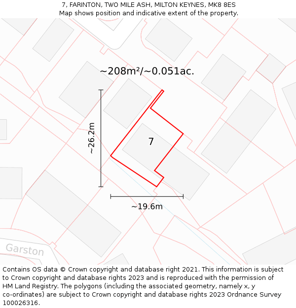 7, FARINTON, TWO MILE ASH, MILTON KEYNES, MK8 8ES: Plot and title map