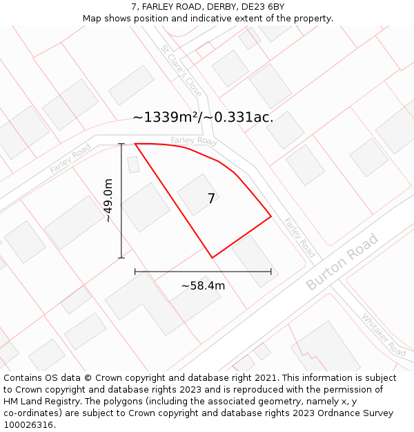 7, FARLEY ROAD, DERBY, DE23 6BY: Plot and title map