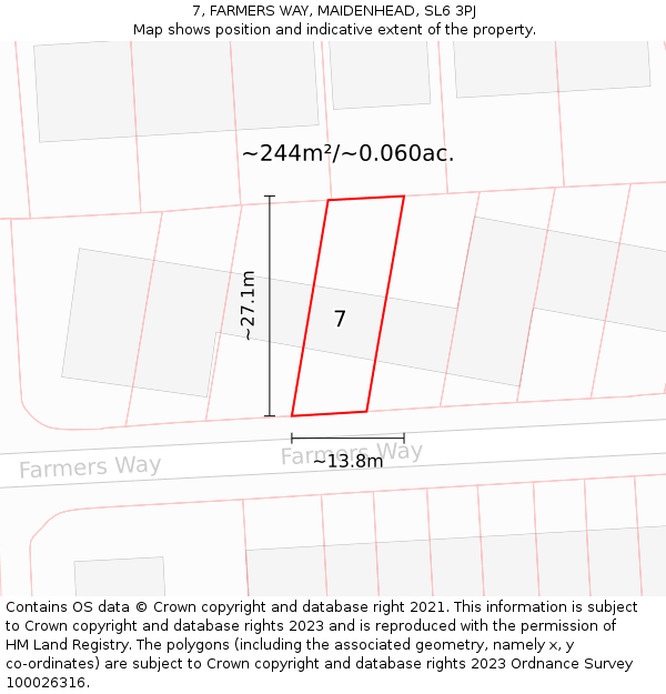 7, FARMERS WAY, MAIDENHEAD, SL6 3PJ: Plot and title map