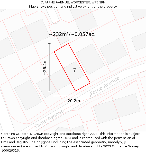 7, FARNE AVENUE, WORCESTER, WR5 3PH: Plot and title map