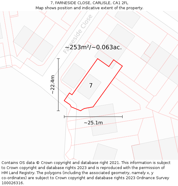 7, FARNESIDE CLOSE, CARLISLE, CA1 2FL: Plot and title map