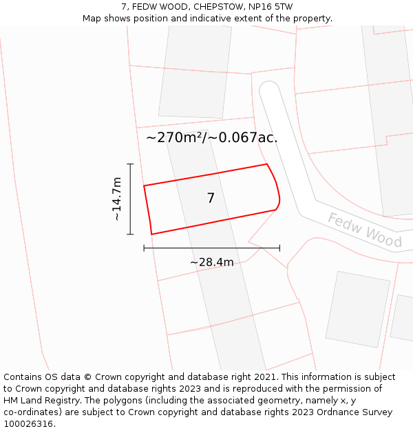 7, FEDW WOOD, CHEPSTOW, NP16 5TW: Plot and title map
