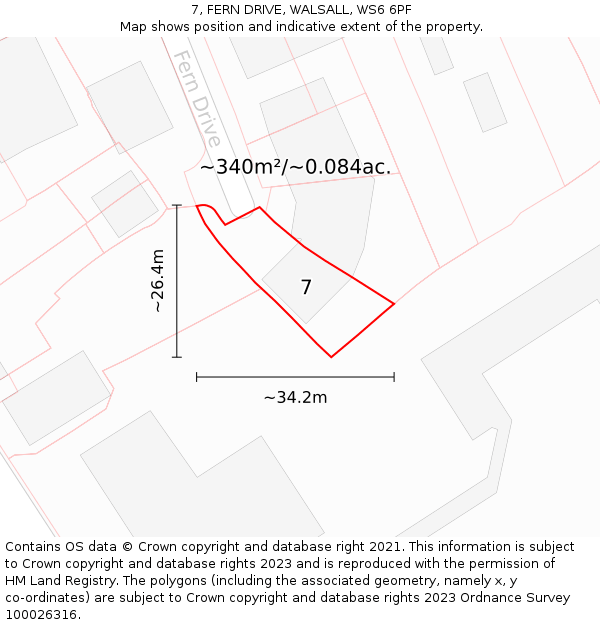 7, FERN DRIVE, WALSALL, WS6 6PF: Plot and title map