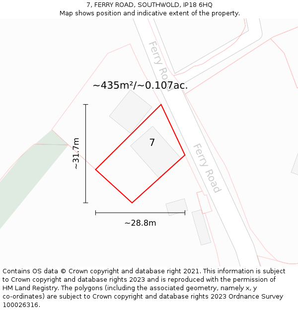 7, FERRY ROAD, SOUTHWOLD, IP18 6HQ: Plot and title map