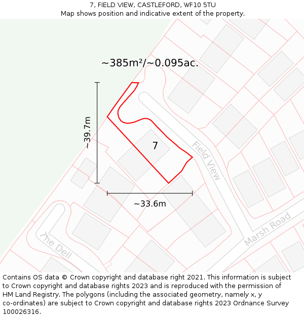 7, FIELD VIEW, CASTLEFORD, WF10 5TU: Plot and title map