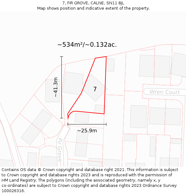 7, FIR GROVE, CALNE, SN11 8JL: Plot and title map
