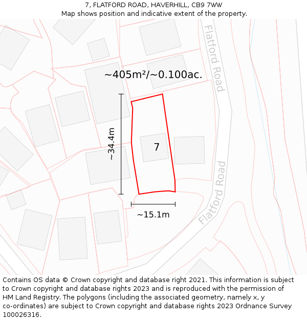 7, FLATFORD ROAD, HAVERHILL, CB9 7WW: Plot and title map