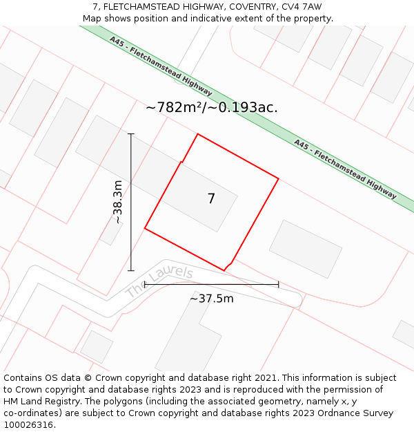 7, FLETCHAMSTEAD HIGHWAY, COVENTRY, CV4 7AW: Plot and title map