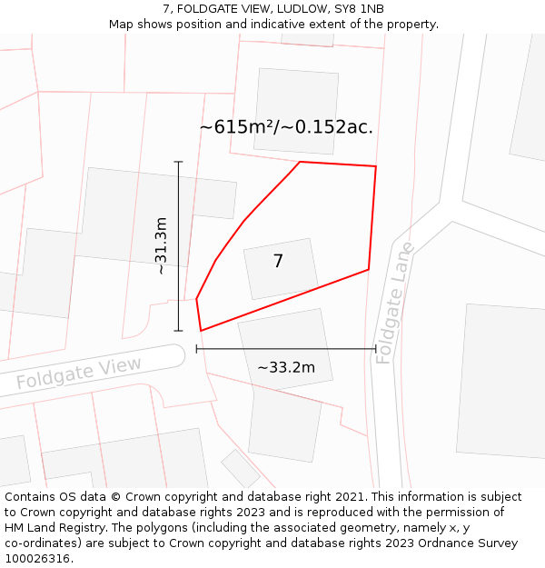 7, FOLDGATE VIEW, LUDLOW, SY8 1NB: Plot and title map