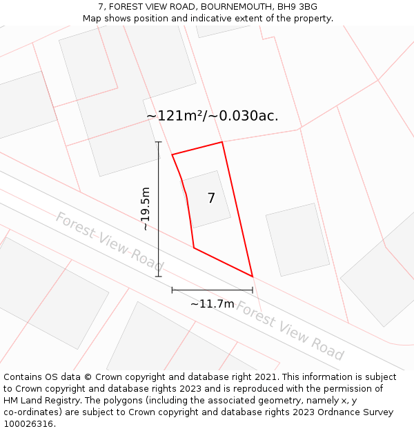 7, FOREST VIEW ROAD, BOURNEMOUTH, BH9 3BG: Plot and title map