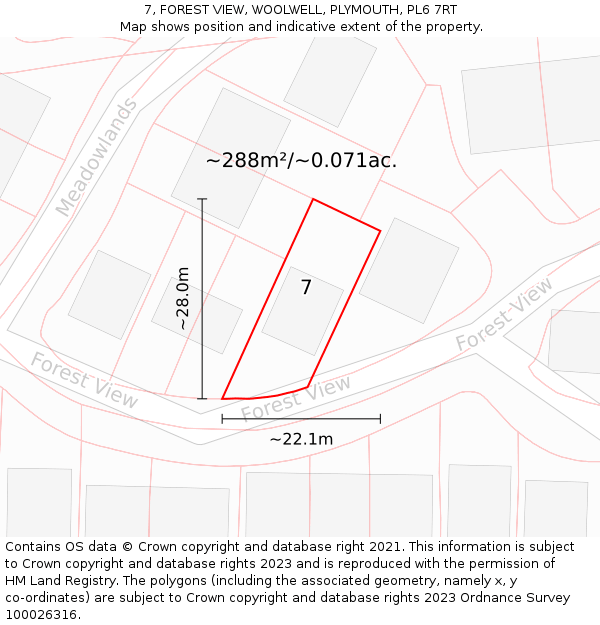 7, FOREST VIEW, WOOLWELL, PLYMOUTH, PL6 7RT: Plot and title map