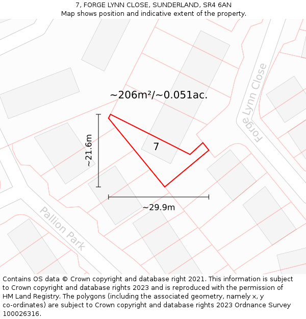 7, FORGE LYNN CLOSE, SUNDERLAND, SR4 6AN: Plot and title map