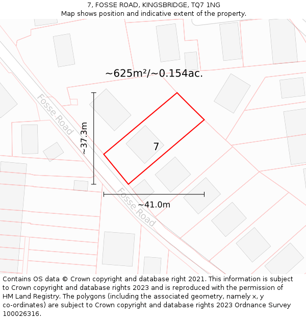 7, FOSSE ROAD, KINGSBRIDGE, TQ7 1NG: Plot and title map