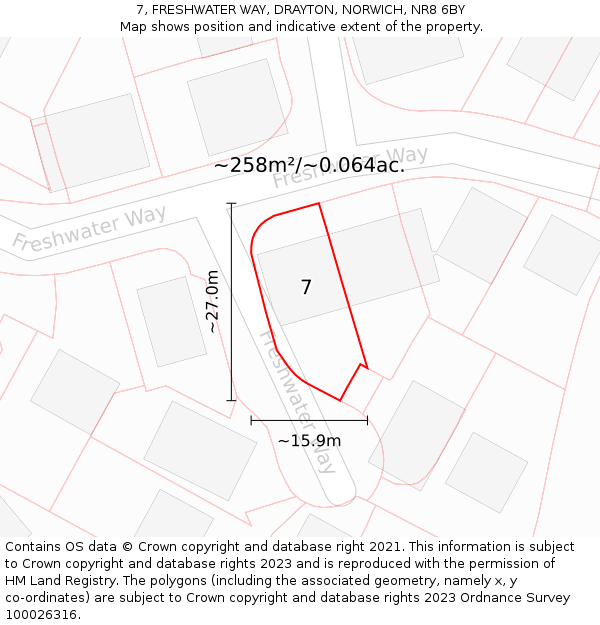 7, FRESHWATER WAY, DRAYTON, NORWICH, NR8 6BY: Plot and title map