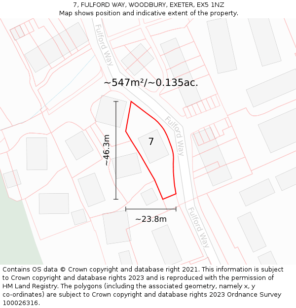 7, FULFORD WAY, WOODBURY, EXETER, EX5 1NZ: Plot and title map