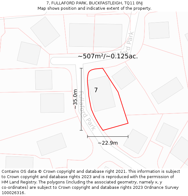7, FULLAFORD PARK, BUCKFASTLEIGH, TQ11 0NJ: Plot and title map