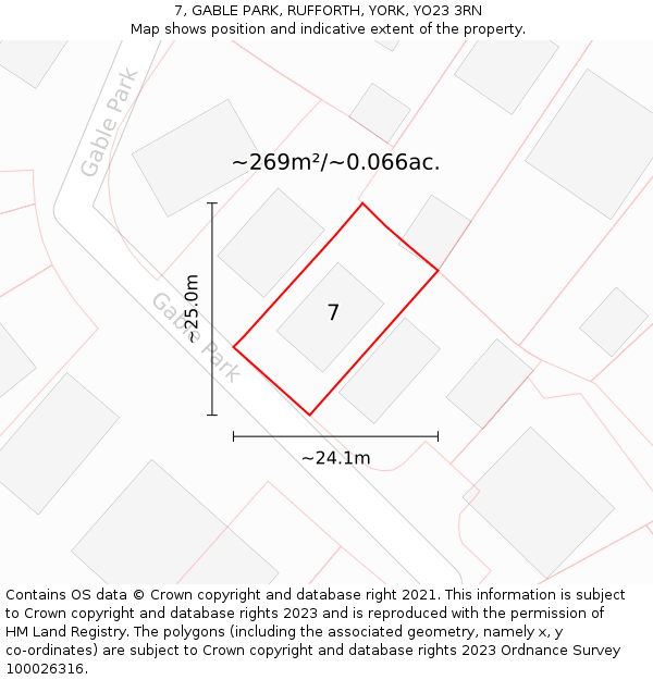 7, GABLE PARK, RUFFORTH, YORK, YO23 3RN: Plot and title map