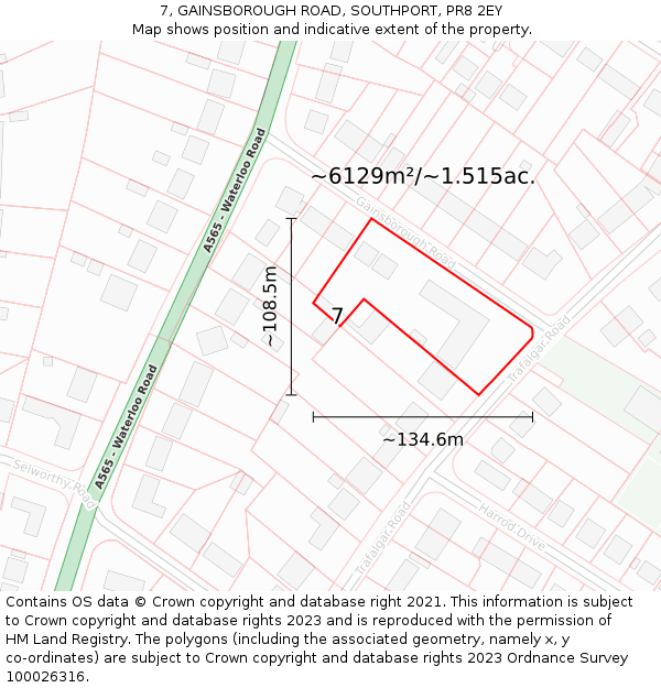 7, GAINSBOROUGH ROAD, SOUTHPORT, PR8 2EY: Plot and title map
