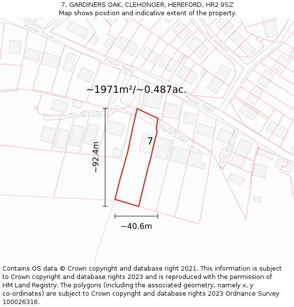 7, GARDINERS OAK, CLEHONGER, HEREFORD, HR2 9SZ: Plot and title map