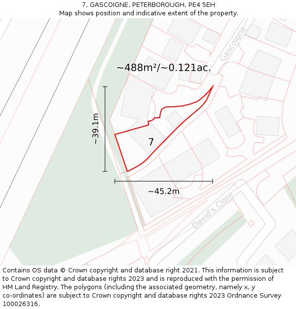 7, GASCOIGNE, PETERBOROUGH, PE4 5EH: Plot and title map