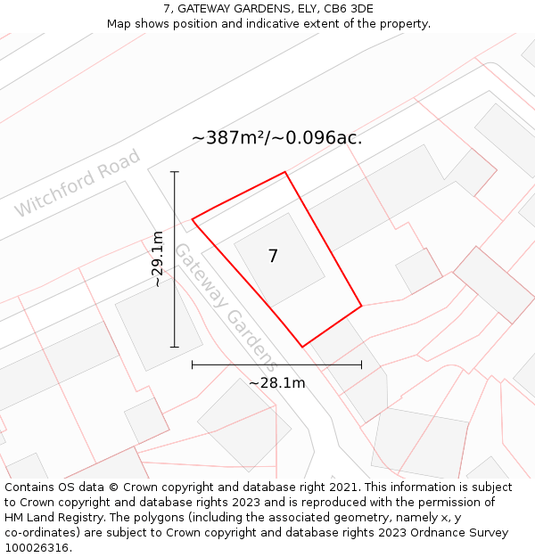 7, GATEWAY GARDENS, ELY, CB6 3DE: Plot and title map