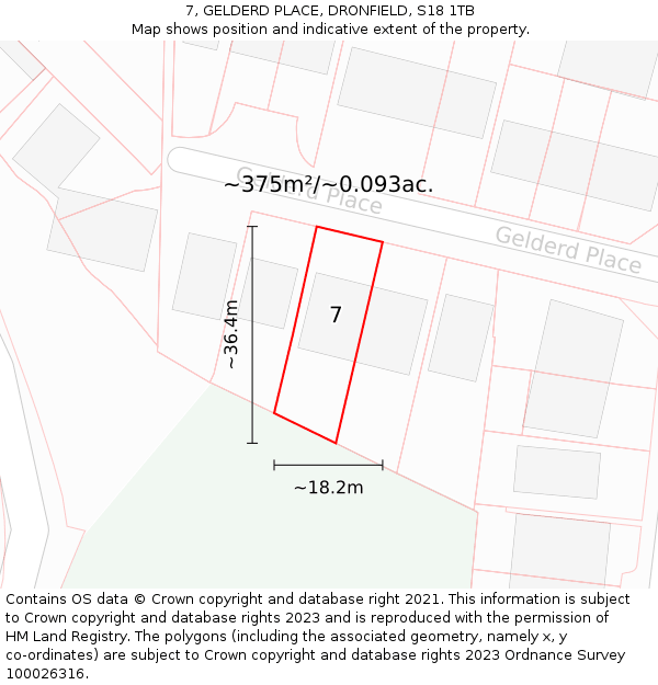 7, GELDERD PLACE, DRONFIELD, S18 1TB: Plot and title map