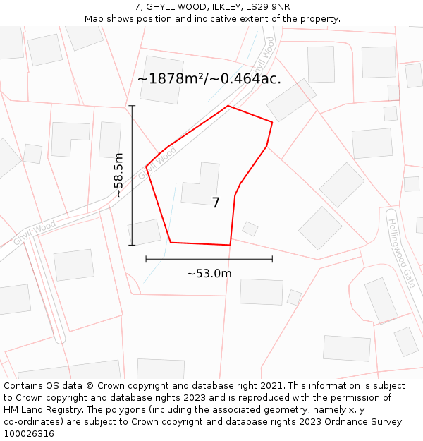 7, GHYLL WOOD, ILKLEY, LS29 9NR: Plot and title map