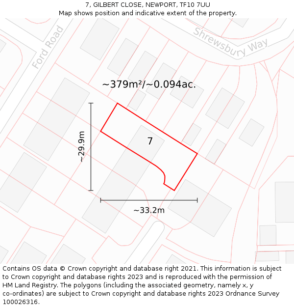 7, GILBERT CLOSE, NEWPORT, TF10 7UU: Plot and title map