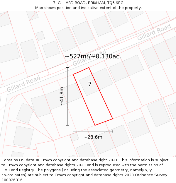 7, GILLARD ROAD, BRIXHAM, TQ5 9EG: Plot and title map