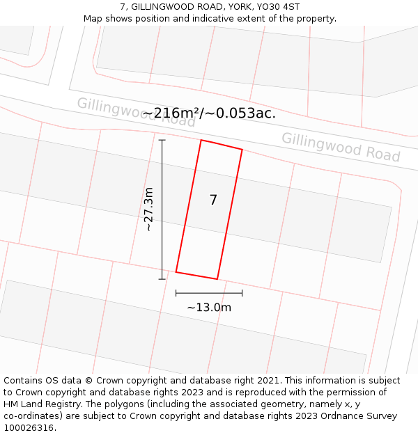 7, GILLINGWOOD ROAD, YORK, YO30 4ST: Plot and title map