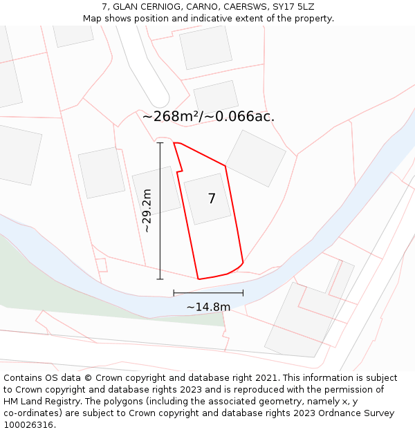 7, GLAN CERNIOG, CARNO, CAERSWS, SY17 5LZ: Plot and title map