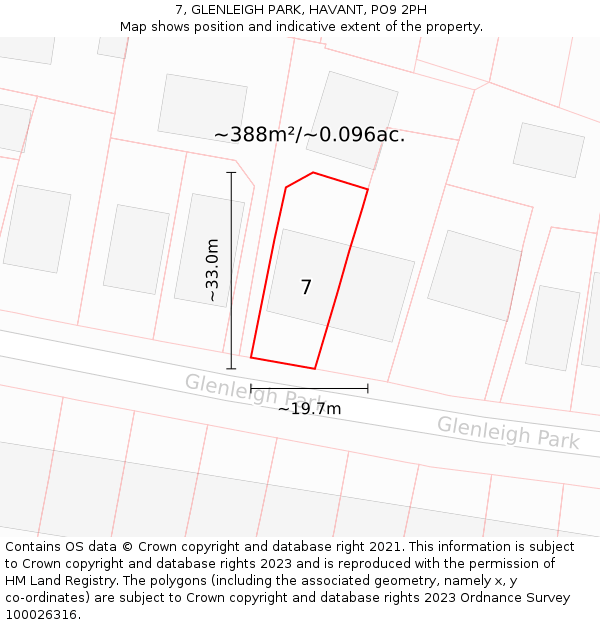 7, GLENLEIGH PARK, HAVANT, PO9 2PH: Plot and title map