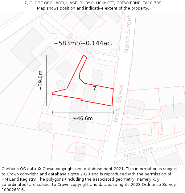 7, GLOBE ORCHARD, HASELBURY PLUCKNETT, CREWKERNE, TA18 7RS: Plot and title map