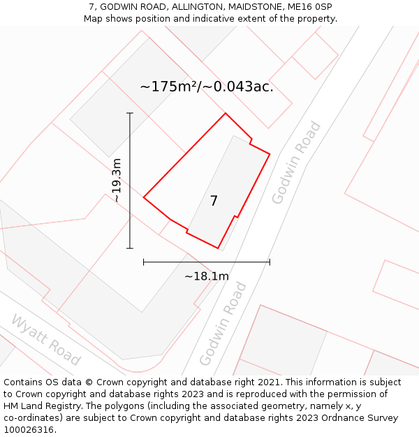 7, GODWIN ROAD, ALLINGTON, MAIDSTONE, ME16 0SP: Plot and title map