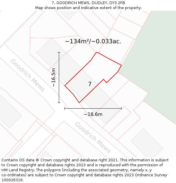7, GOODRICH MEWS, DUDLEY, DY3 2FB: Plot and title map