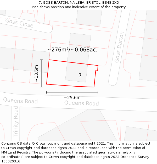 7, GOSS BARTON, NAILSEA, BRISTOL, BS48 2XD: Plot and title map