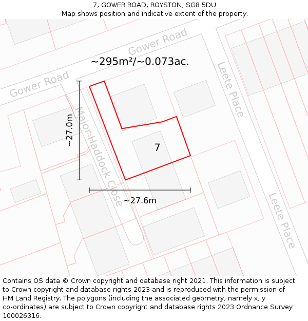 7, GOWER ROAD, ROYSTON, SG8 5DU: Plot and title map